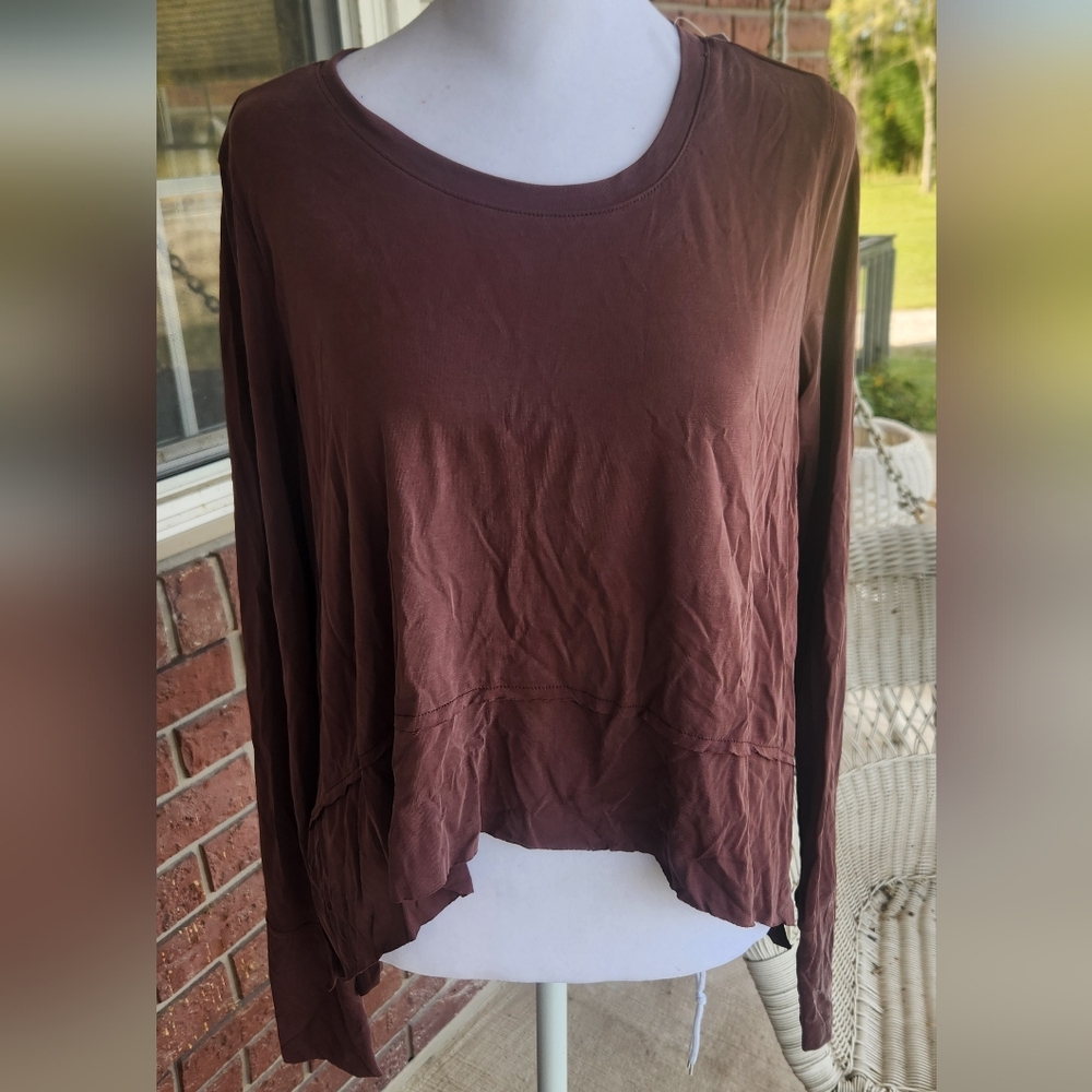 Elegant Brown Long Sleeve Top